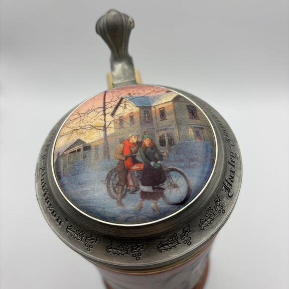 Harley Davidson Stein 1994 Under The Mistletoe Holiday Motorcycle Handcrafted - Picture 5 of 8